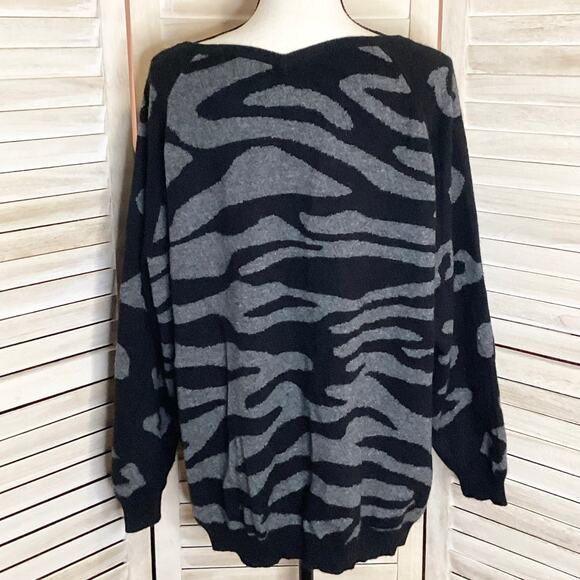 Jumper 1234 Leopard Zebra Black Gray Oversized 100% Cashmere Sweater 4 XL - Picture 3 of 10